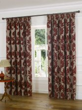 Hampton Court Red Fully Lined Ready Made Curtains