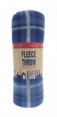 Check Fleece Throw Travel Blanket
