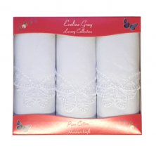 Ladies Lace Corner Butterfly Handkerchiefs 3 Pack