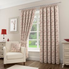 Sherwood Stone/Red Ready Made Curtains