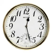 Rhythm Gold Wall Clock with Thermometer