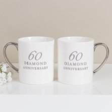 60th Anniversary Set of 2 Bone China Mugs
