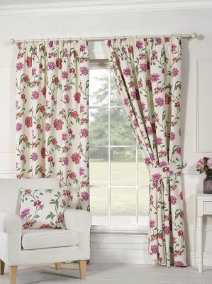 Genevieve Pink Pencil Pleat Ready Made Curtains