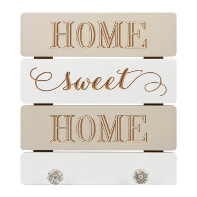Home Sweet Home Love Life Wall Plaque with Hooks
