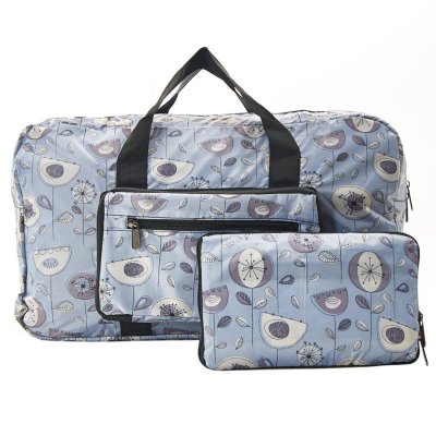 Eco Chic Lightweight Foldable Holdall 1950's Grey Flower