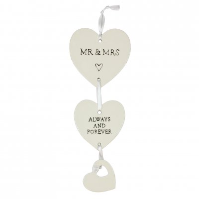 Love Story Heart Shaped Plaques - Mr & Mrs
