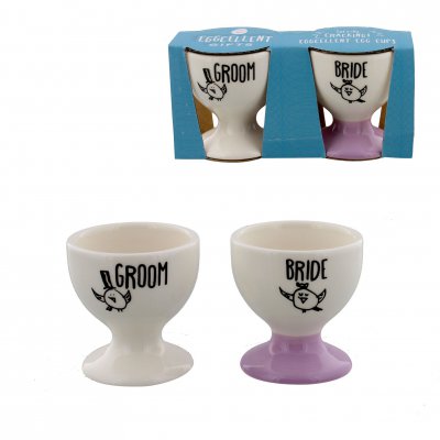 Set of 2 Eggcellent 'Bride & Groom' Egg Cups