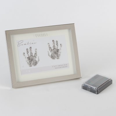 Bambino Silverplated Twins Handprint Frame With Ink Pad