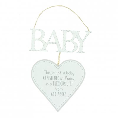 Petit Cheri Christening Heart Cutout Plaque - Baby