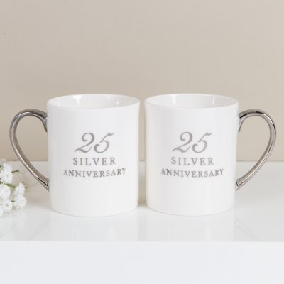 25th Anniversary Set of 2 Bone China Mugs