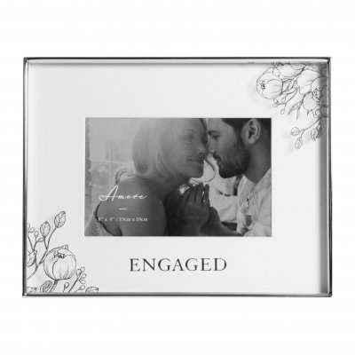 Wedding Photo Frame Silver Foil Floral - Engaged
